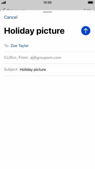 Press the text input field and write the text for your email message.