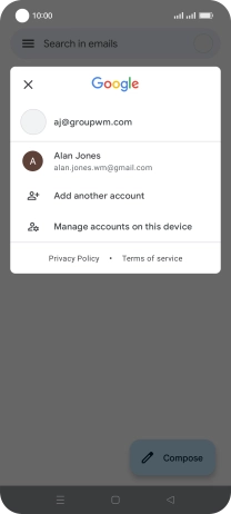 Press the required email account.