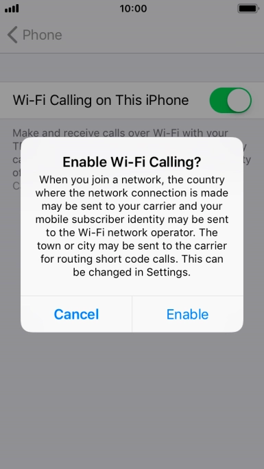 If you turn on the function, press Enable.