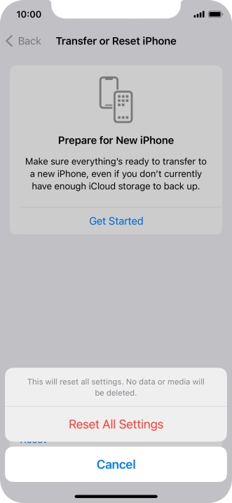 Press Reset All Settings.