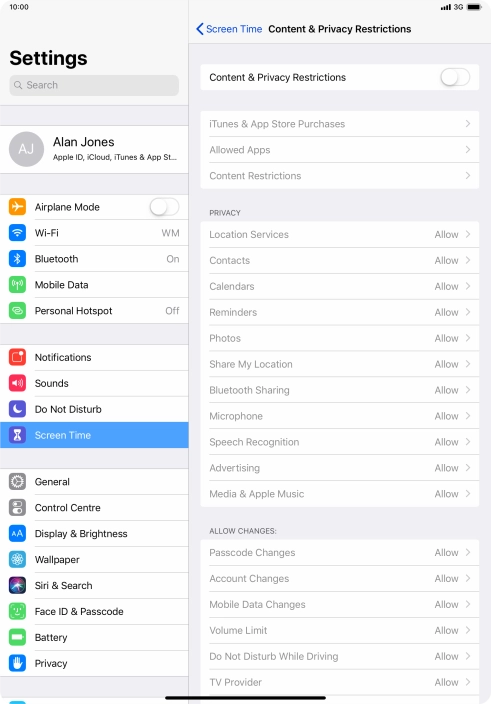 Press the indicator next to 