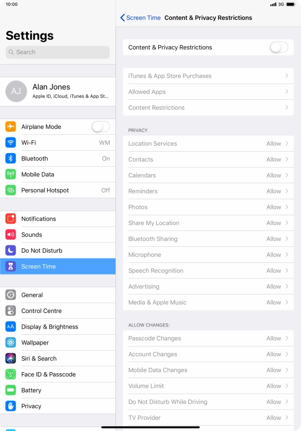 Press the indicator next to 