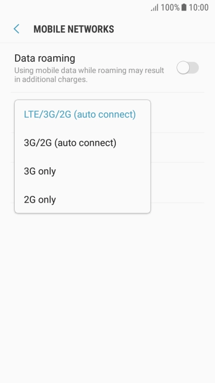 Press the required network mode.