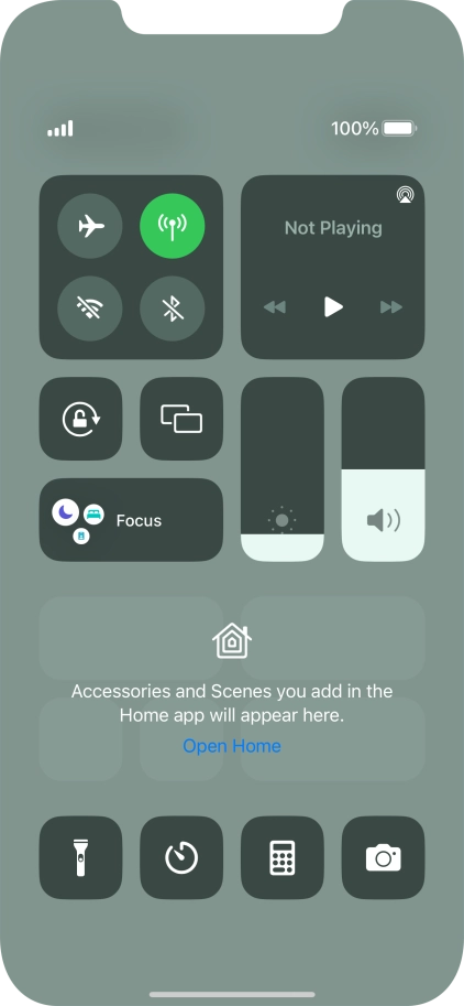 Press the flight mode icon to turn the function on or off.