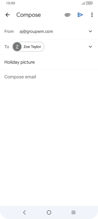 Press the text input field and write the text for your email message.