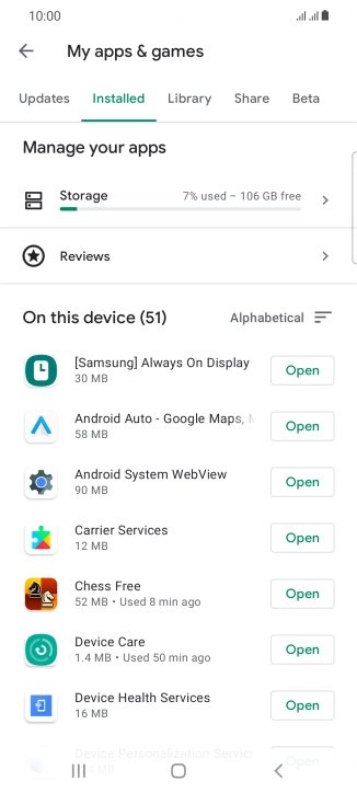 Press the required app.
