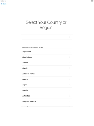 Press the required country or area.