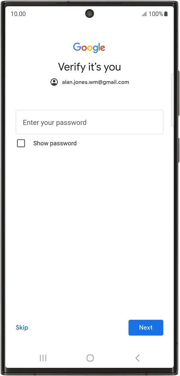 On your phone: Press Enter your password.