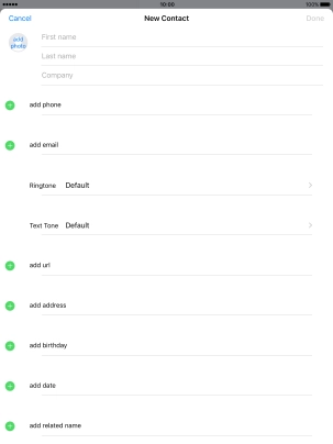 Press First name and key in the first name.