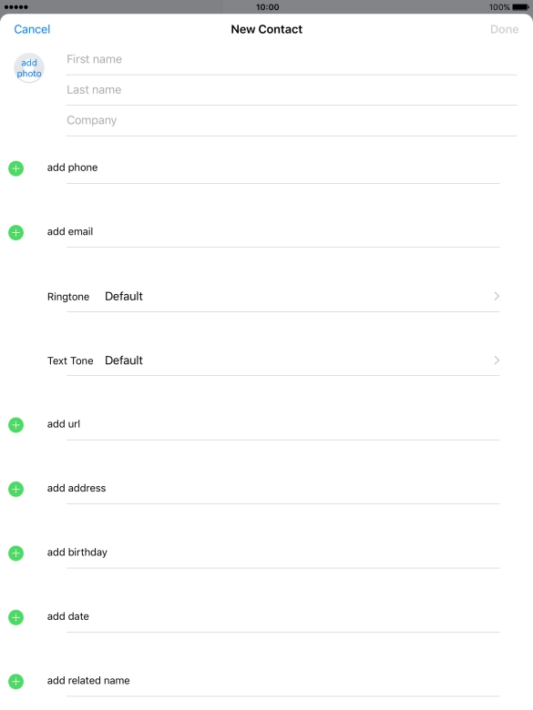 Press First name and key in the first name.