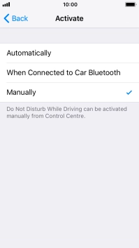 Press the required setting.