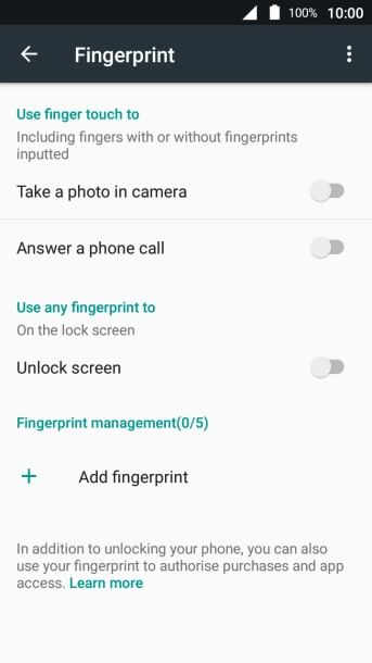 Press Add fingerprint.
