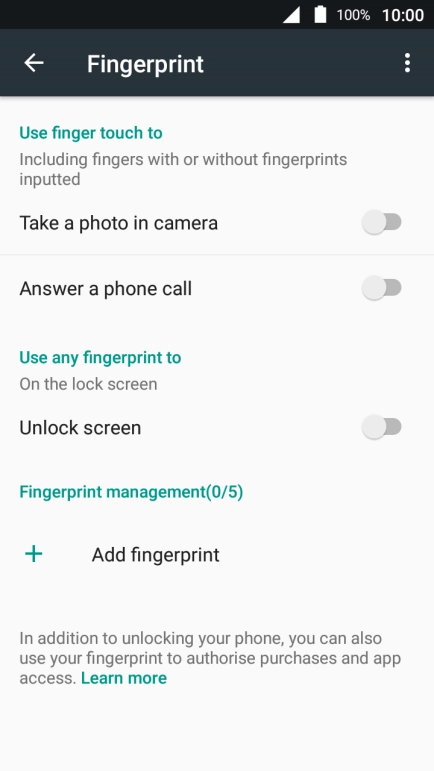 Press Add fingerprint.