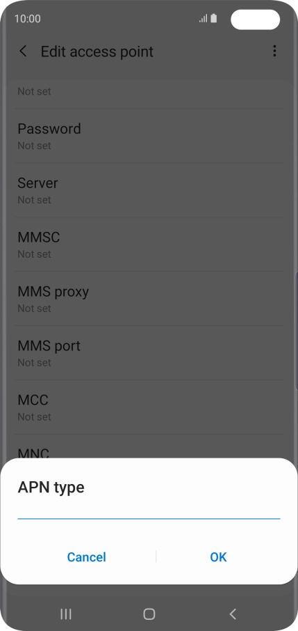Key in default and press OK.