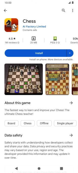 Press Install and follow the instructions on the screen to install the app.