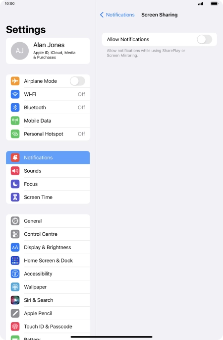 Press the indicator next to 