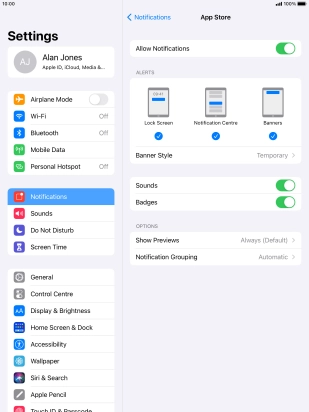 Press the indicator next to 
