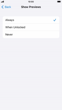 To select notification preview on the lock screen, press Always.