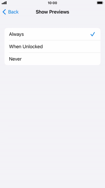 To select notification preview on the lock screen, press Always.