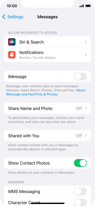 Press the indicator next to 
