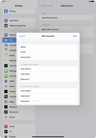 Press Password and key in the password for your email account. Please note that if you're using Vodafone's outgoing server, leave the password field empty.