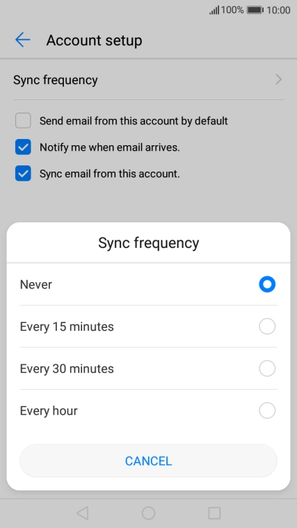 Press the required setting.