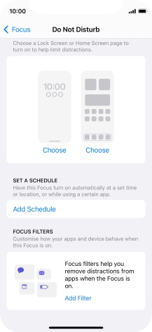 Press Add Schedule and follow the instructions on the screen to select settings for automatic activation of Do Not Disturb.