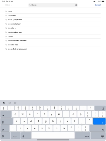 Key in the name or subject of the required app and press enter.