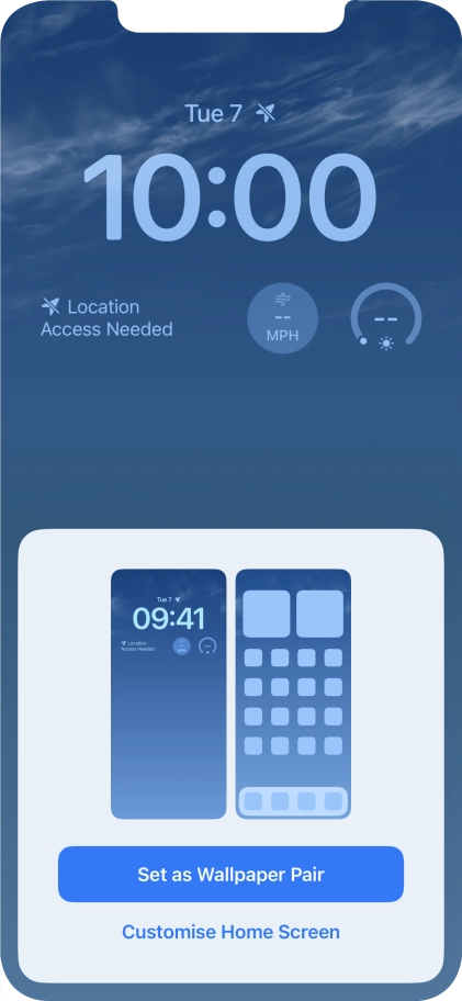 To use the same colour theme on the home screen, press Set as Wallpaper Pair.