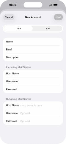 Press Host Name and key in the name of your email provider's outgoing server. Please note that if you can't send email messages when using your email provider's outgoing server, key in smtp.vodafone.net.au (Vodafone's outgoing server).
