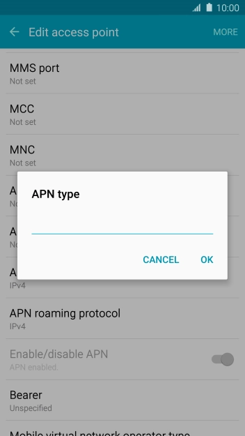 Key in default and press OK.