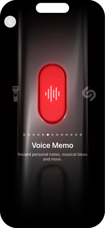 Slide your finger right or left on the screen to select the required function.