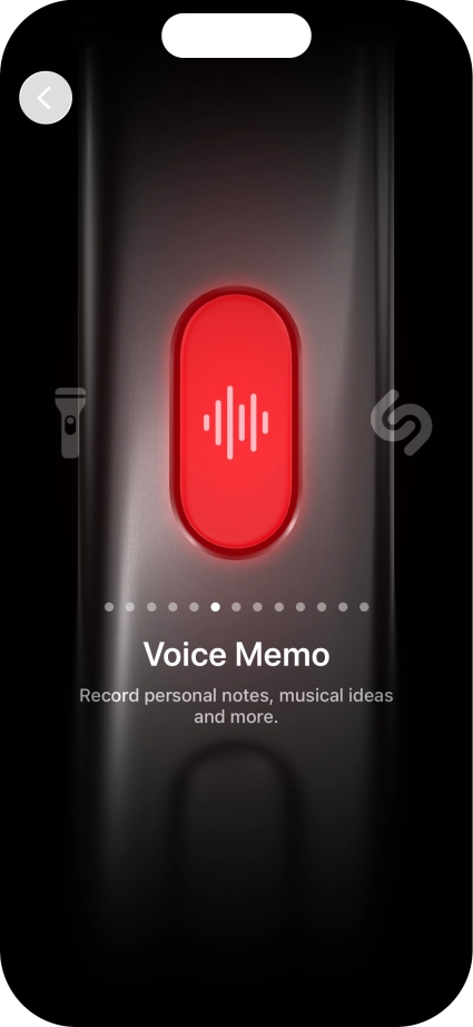 Slide your finger right or left on the screen to select the required function.