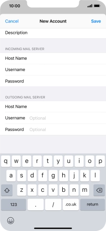 Press Username and key in the username for your email account. Please note that if you're using Vodafone's outgoing server, leave the username field empty.