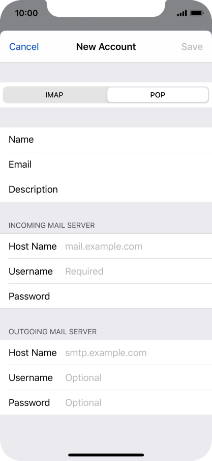 Press Host Name and key in the name of your email provider's incoming server.