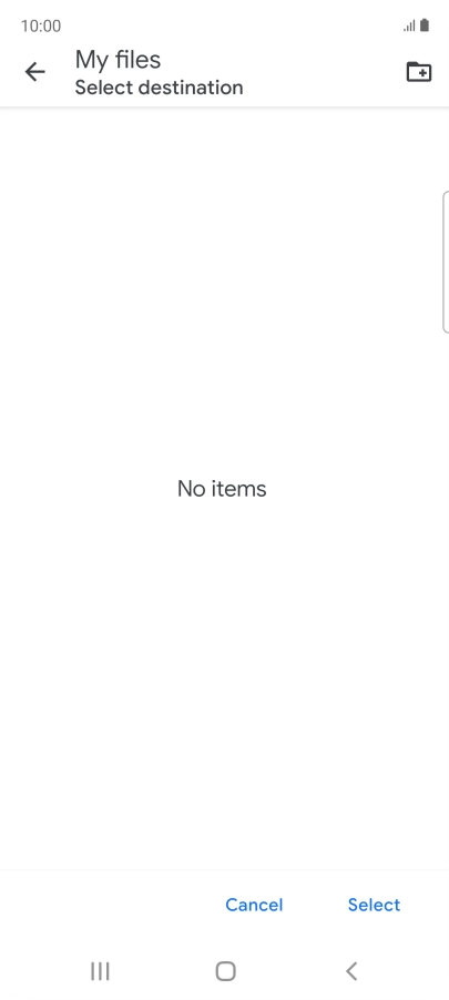 To create a new folder, press the new folder icon and follow the instructions on the screen to create a new folder.