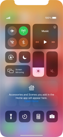 Press the required function to open an application or turn the function on or off.
