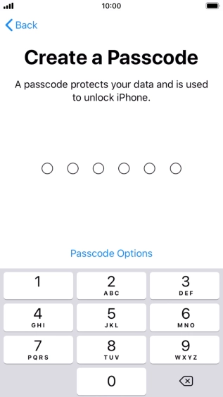 Press Passcode Options.