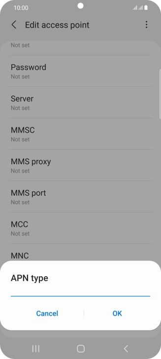 Key in default and press OK.