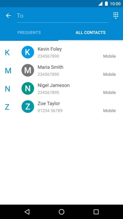 Press To and key in the first letters of the recipient's name.