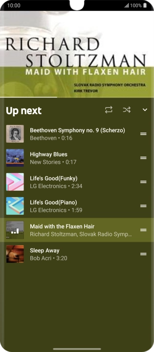 Press the repeat icon to turn the function on or off.