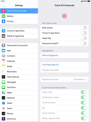 Press Turn Passcode On and key in a lock code of your own choice twice.