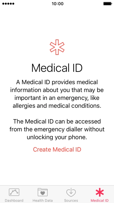 Press Create Medical ID.