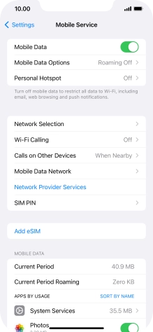 Press Mobile Data Options.