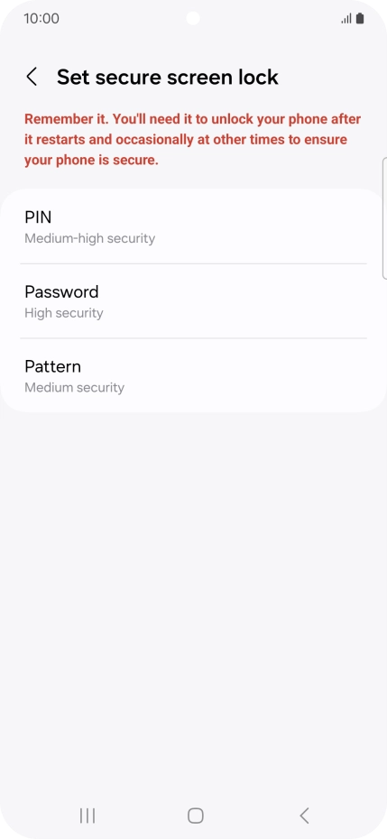 Press the required phone lock code and follow the instructions on the screen to create an additional phone lock code.
