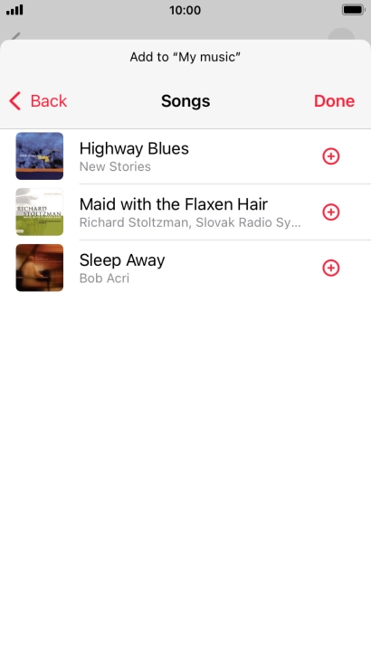 Go to the required category and press the add icon next to the required audio file.