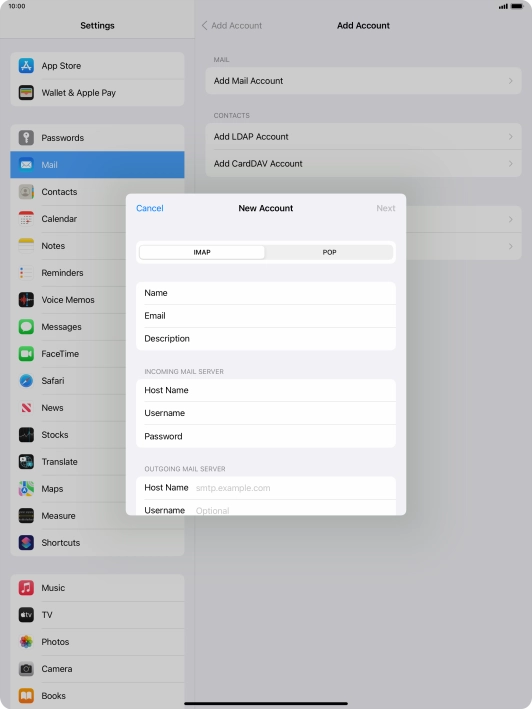 Press Host Name and key in the name or IP address of your email provider's outgoing server. Please note that if you can't send email messages when using your email provider's outgoing server, key in smtp.vodafone.net.au (Vodafone's outgoing server).