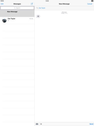 Press Send when you've finished your iMessage.
