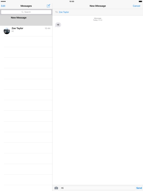 Press Send when you've finished your iMessage.