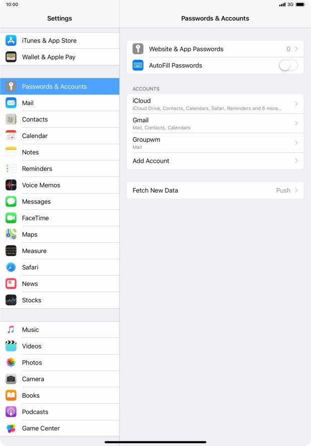 Press the required account.